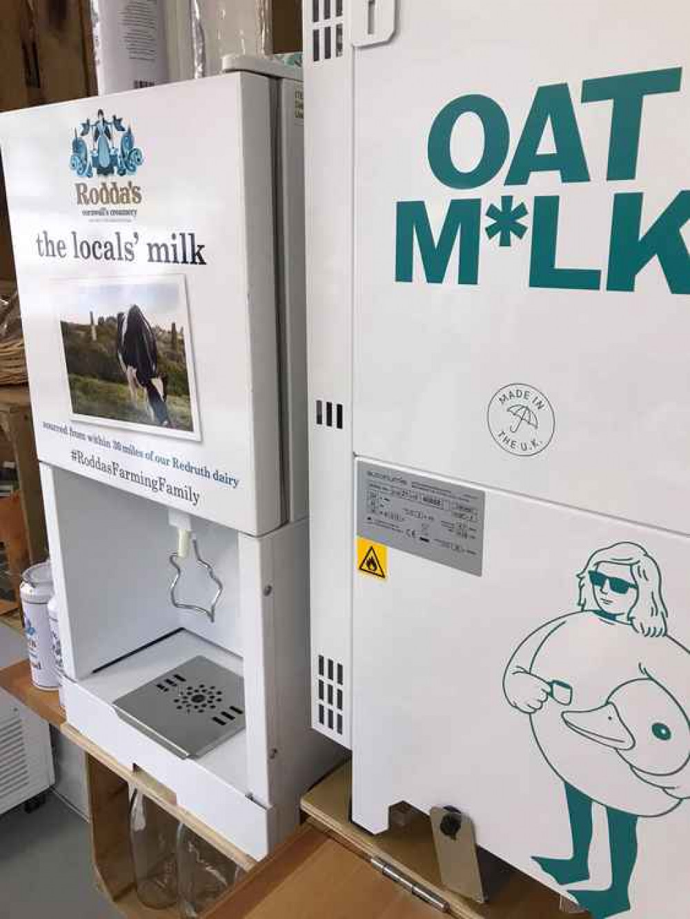 The oat milk refill station at The Crafty Bean.