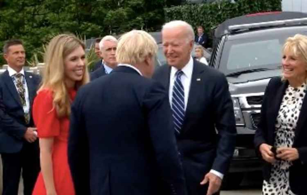 UK Prime Minister Boris Johnson, his wife Carrie Johnson and US President Joe Biden with First Lady Jill Biden. Photo @G7.