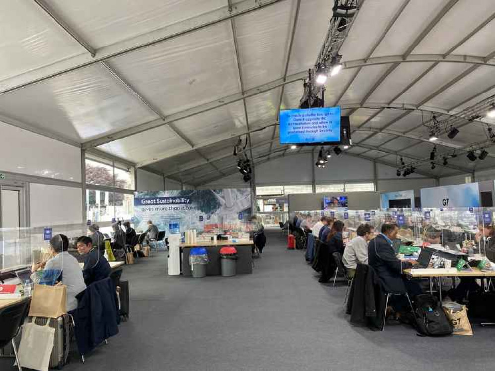 Inside the media centre.