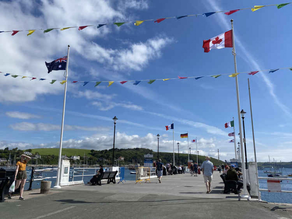 G7 flags up at the pier.