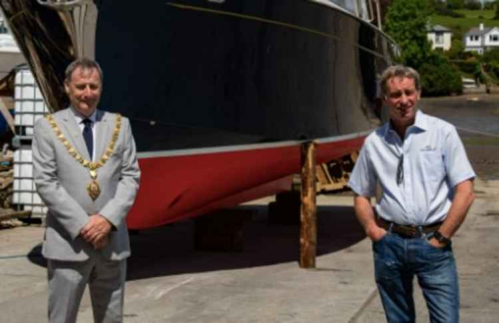 Mayor of Falmouth Cllr Eva with Dave Cockwell.