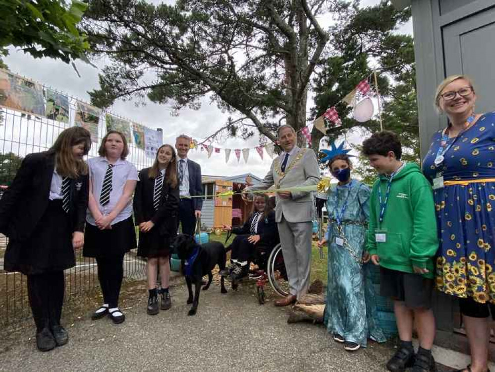 The Mayor opening the new sensory garden at the school.