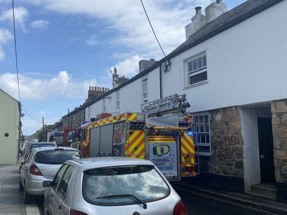 Fire crews at the scene in Penryn.