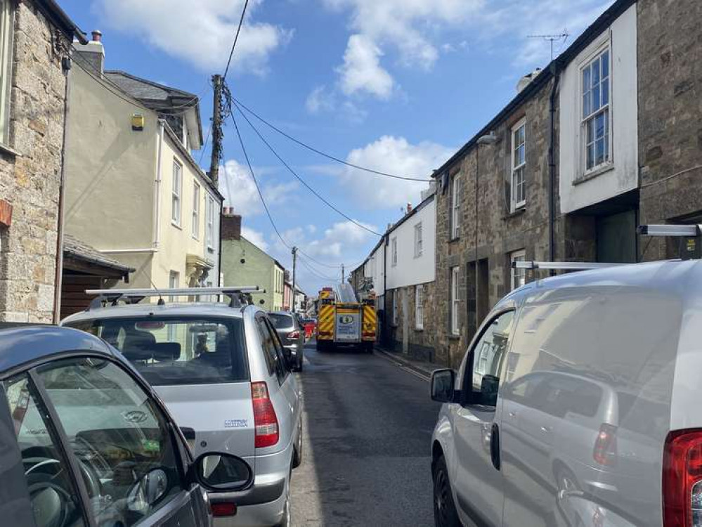 Fire crews at the scene in Penryn.