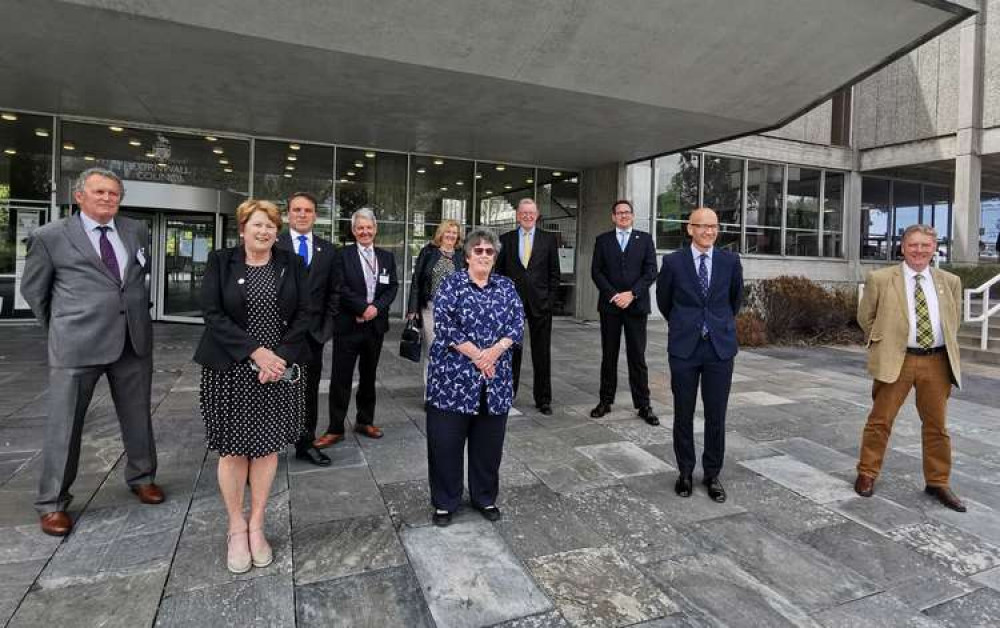 Cornwall Council's Conservative Cabinet members outside County Hall.