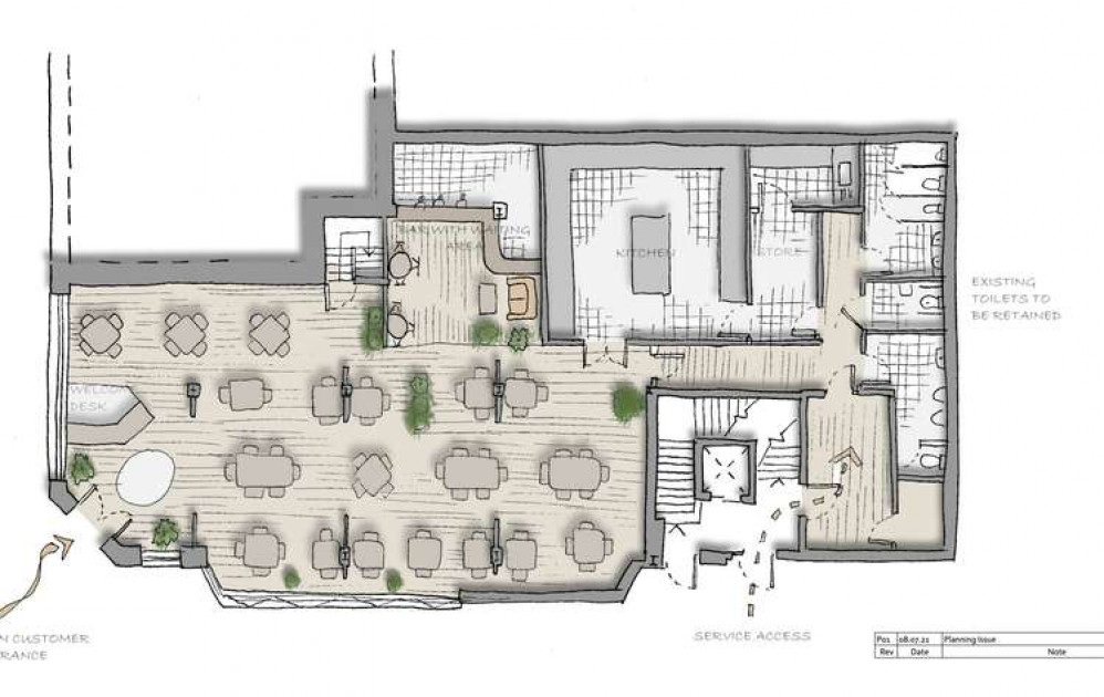 The layout of the new Gurkha restaurant on The Moor, Falmouth.