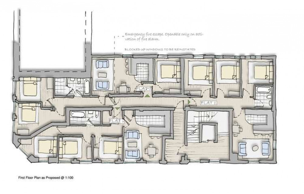 The flats that will be created above Gurkha, The Moor, Falmouth.