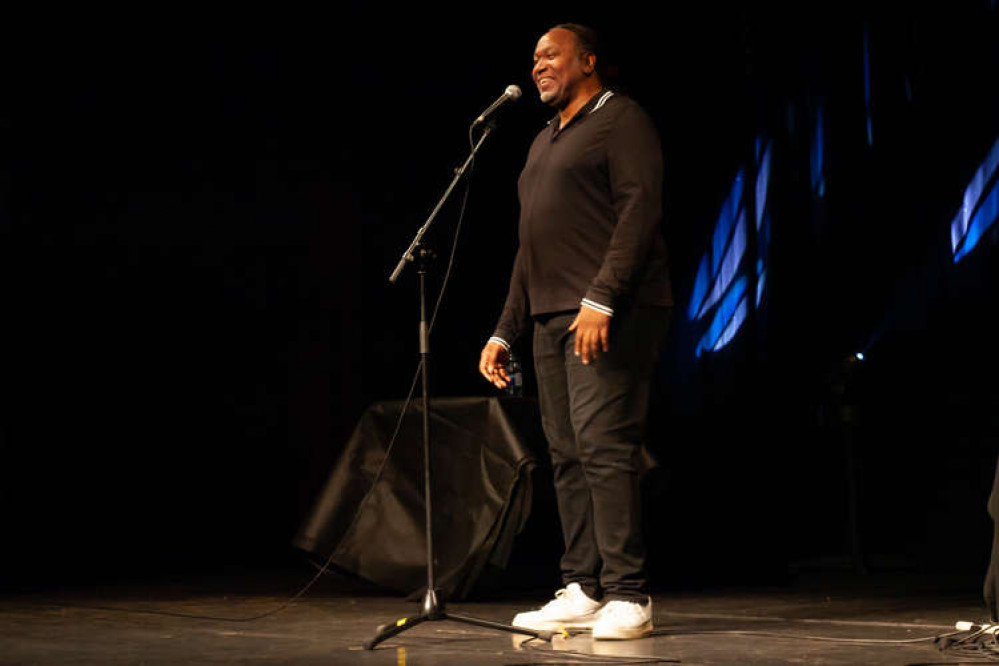 Reginald D Hunter performing in Falmouth. Credit: Facebook.com/TheFourWheeledLegend. Reginald D Hunter performing in Falmouth. Credit: Facebook.com/TheFourWheeledLegend.