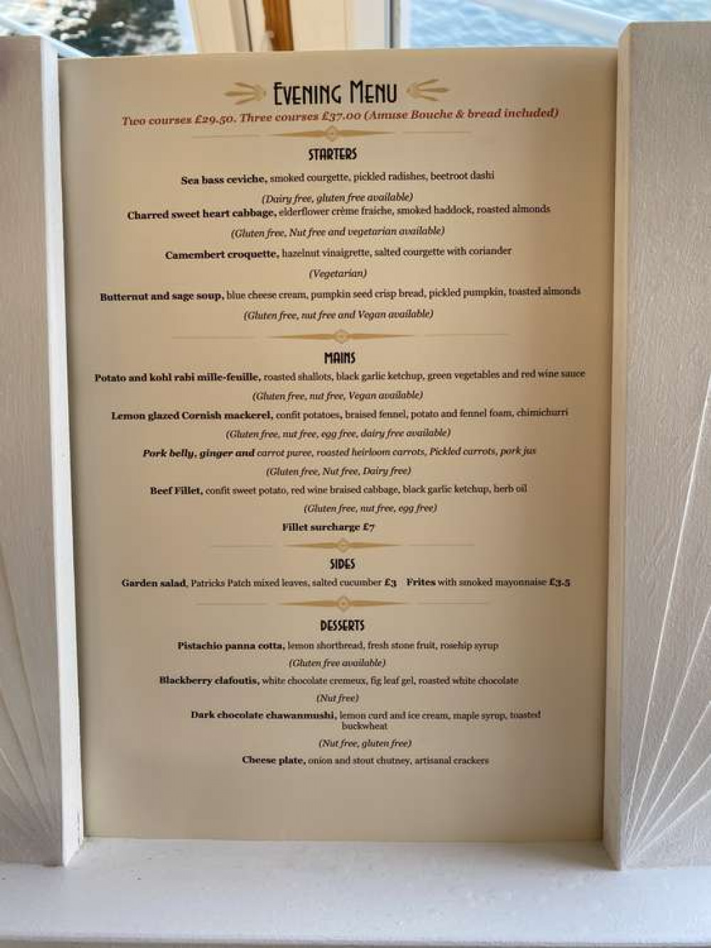 The menu at La Peniche. The menu at La Peniche.