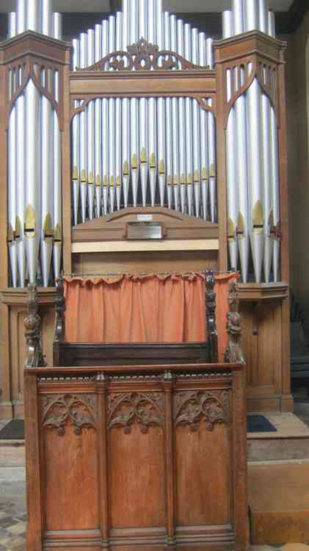 The church organ in Erwarton where a velvet pouch, reputedly containing the remains of Anne's heart, is buried