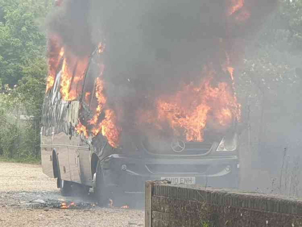 Bus fire (picture Felixstowe Travel)