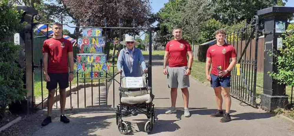 Colchester Redcaps, with Joan in the centre, from left to right Cpl Callum Smith, LCpl Mark Pickard, LCpl Che Tollan.