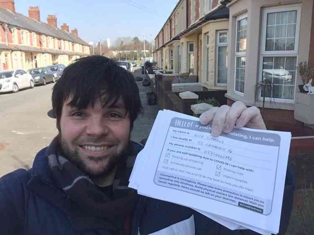 Nick with the Viral Kindness Leaflets