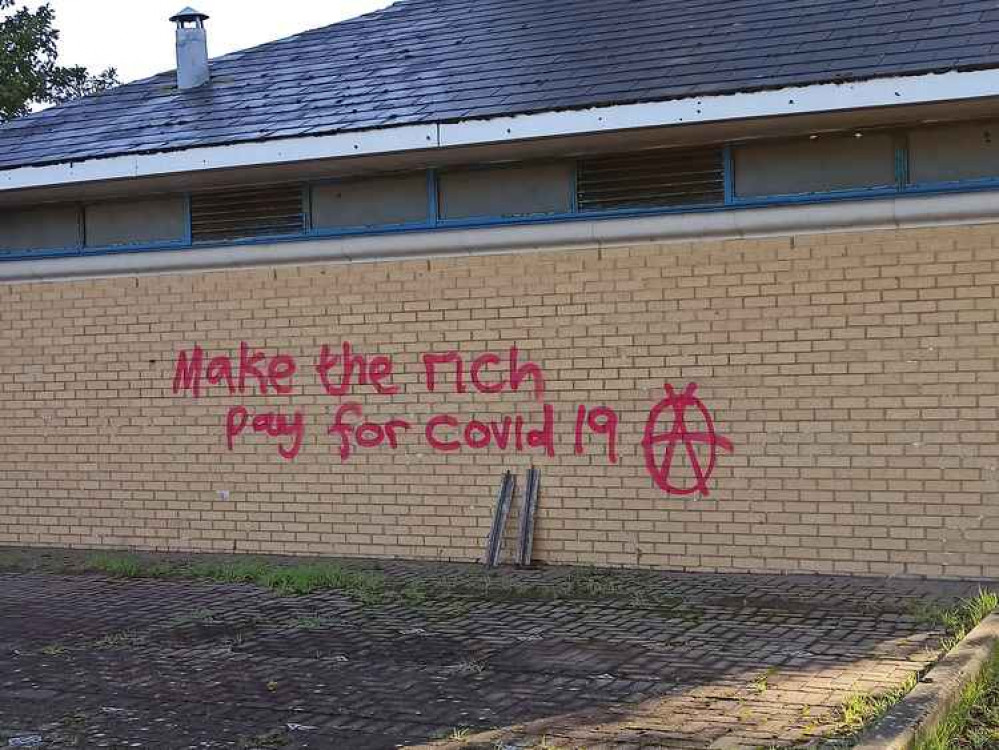 COVID-related graffiti in Penarth Marina