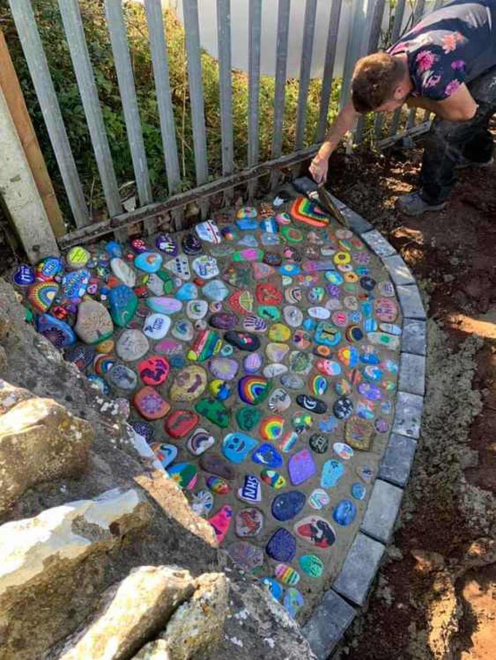 The finished display includes around 150 stones