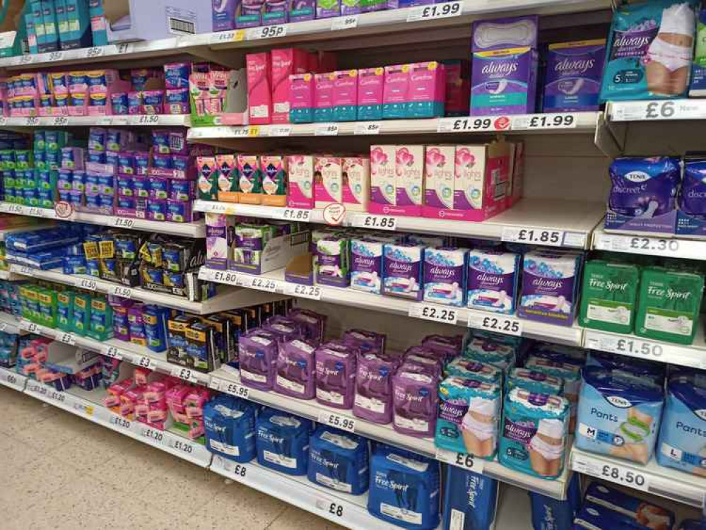 Sanitary products have remained for sale in Tesco Penarth