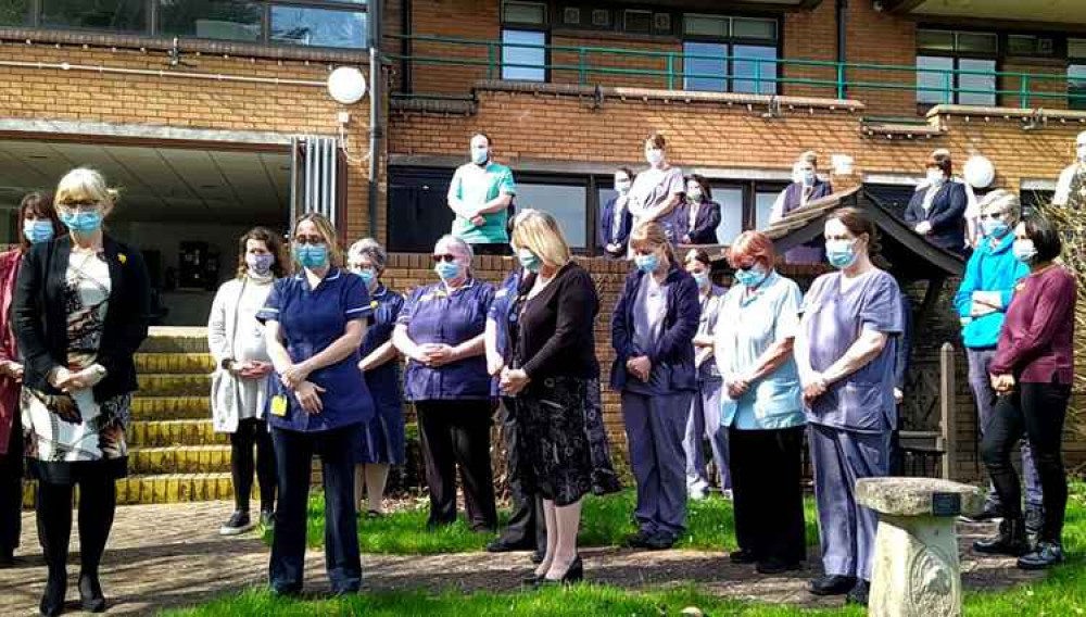 Staff from across the Marie Curie Hospice Cardiff and the Vale joined together for a minute's silence for the Day of Reflection