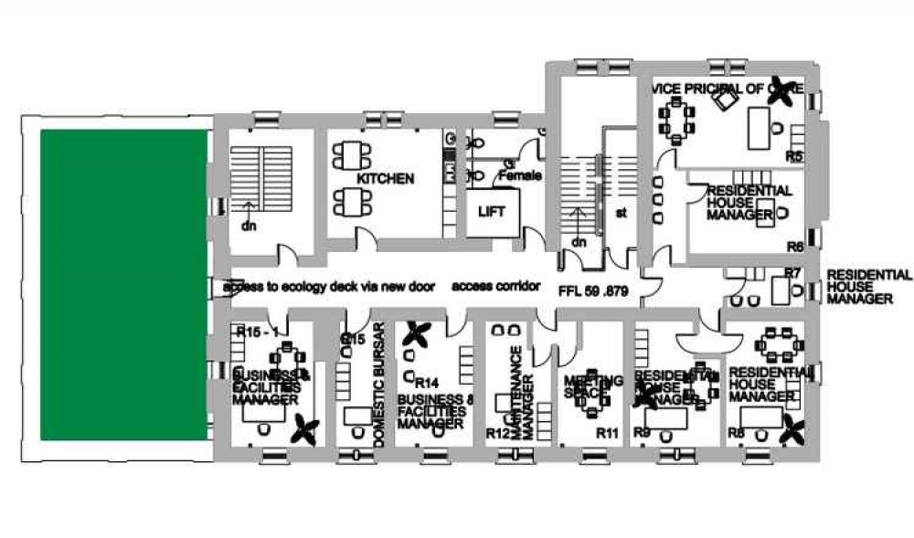 The roof plan, complete with ecology garden.