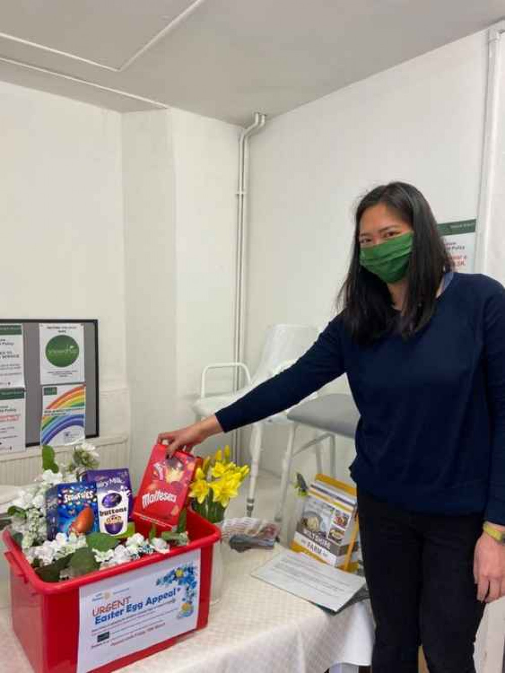 Marketing manager Sophia with the Easter egg appeal box