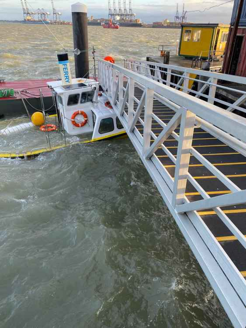 Harwich Harbour foot ferry partially submerged (Picture: Neal Seagrave)