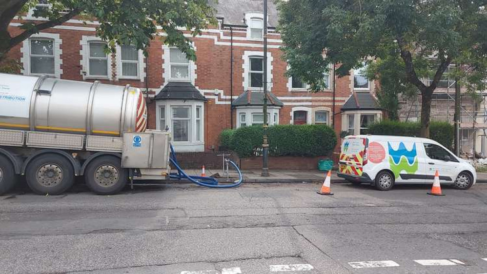 On Windsor Road, close to the town centre, water was being pumped further down the supply line, to restore services to residents