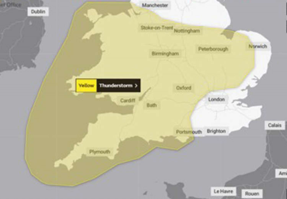 The Met Office has issued a weather warning for thunderstorms in Penarth tomorrow The Met Office has issued a weather warning for thunderstorms in Penarth tomorrow