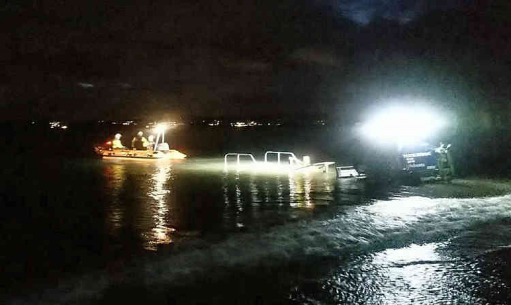 Exmouth ILB George Bearman II launches to search.