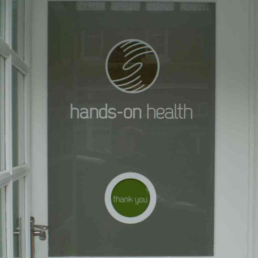 Thank-you sign at Hands-on Health in Victoria Road Thank-you sign at Hands-on Health in Victoria Road