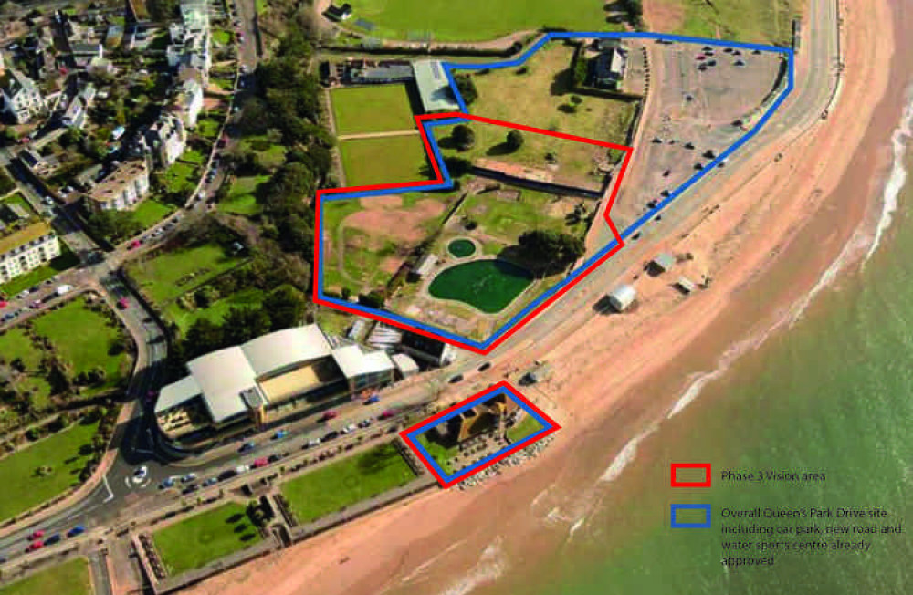 A diagram showing the proposed footprint of phase 3 of the seafront development plan.