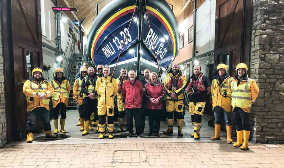 Paul & Carol Withers and the volunteer crew at Exmouth RNLI Lifeboat Station