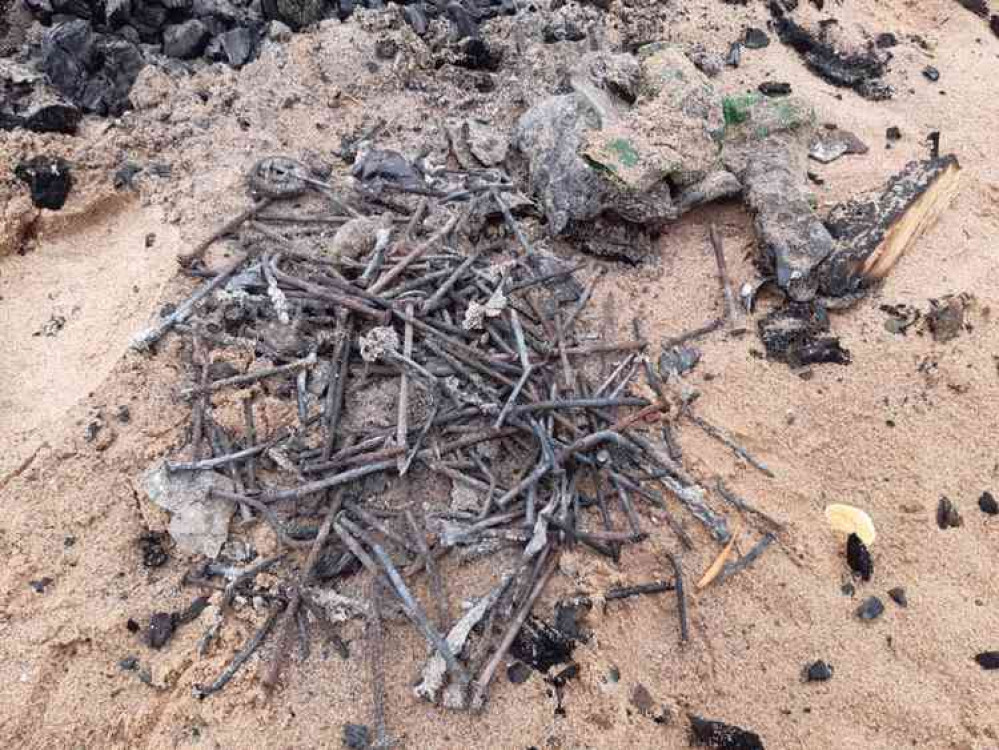 Just some of the nails found on the beach. Just some of the nails found on the beach.