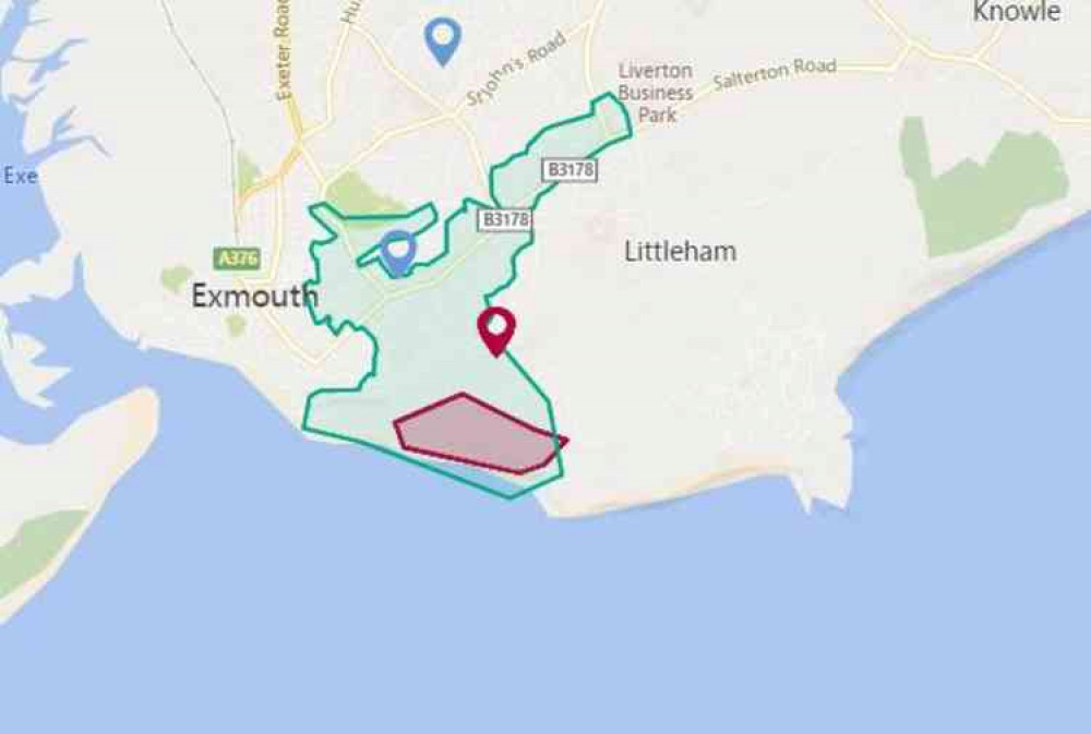 The affected area in Exmouth. Image courtesy of South West Water.