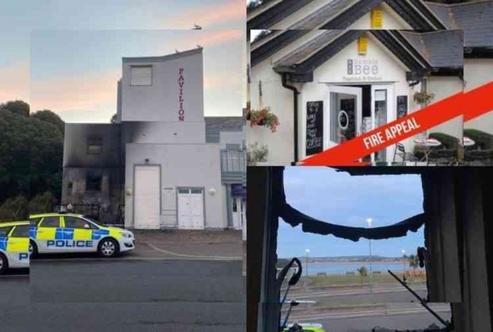 Pictures of the damage done by recent arson attacks on Exmouth Pavilion and the Bumble and Bee Tea Room in Phear Park. Pictures of the damage done by recent arson attacks on Exmouth Pavilion and the Bumble and Bee Tea Room in Phear Park.