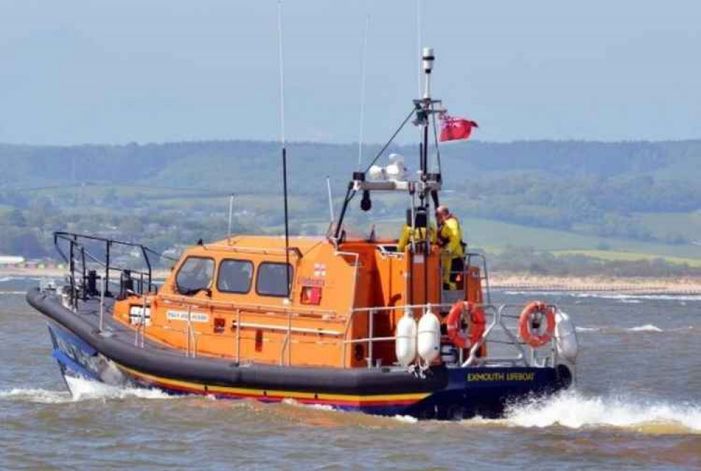 Exmouth All Weather Lifeboat launches to conduct the search. Credit: John Thorogood, Exmouth RNLI