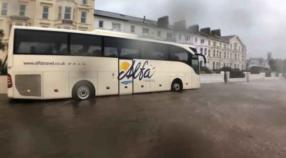 A previous picture of when Exmouth seafront was flooded. Credit: LDRS