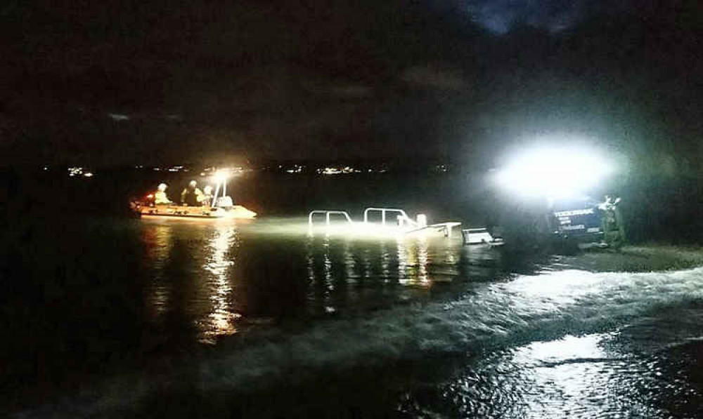 Exmouth RNLI volunteers in action in the early hours. Picture: Exmouth RNLI