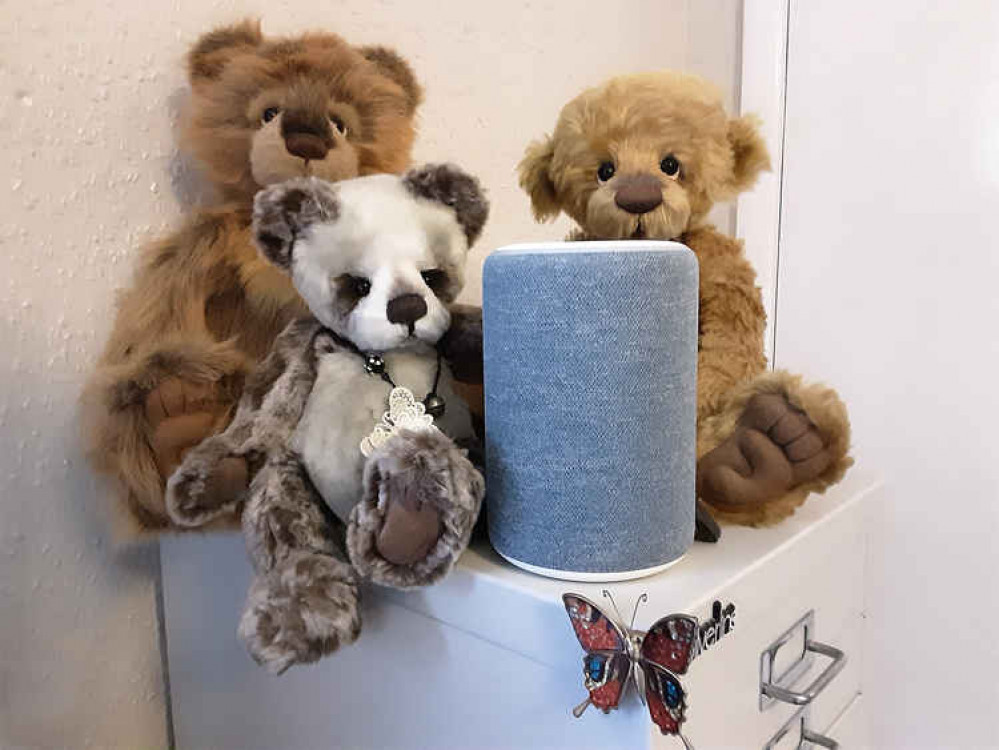 Alexa has pride of place among Lisa's bears