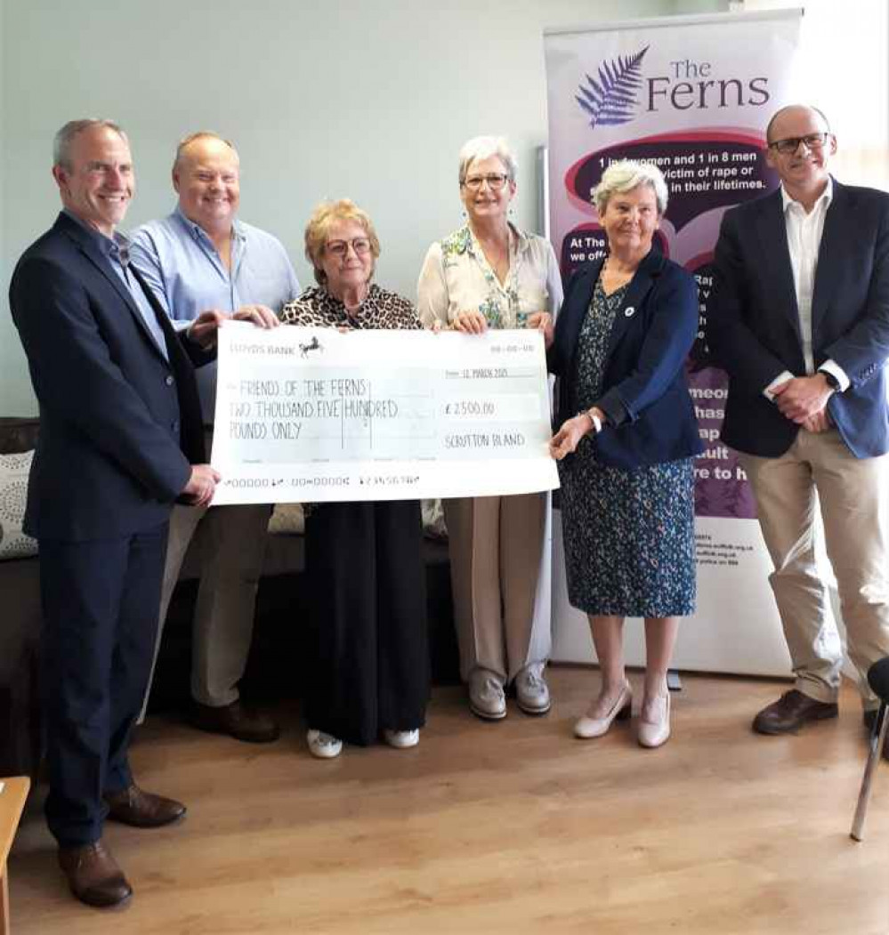 (L-R) Neil Hewitt, Scrutton Bland; Mark Murphy, Senior Broadcast Journalist, BBC Suffolk; Liz Harsant, Friends of the Ferns; Carol Studd, SARC Supervisor; Karin Norman-Butler, Friends of the Ferns; Luke Morris, Scrutton Bland