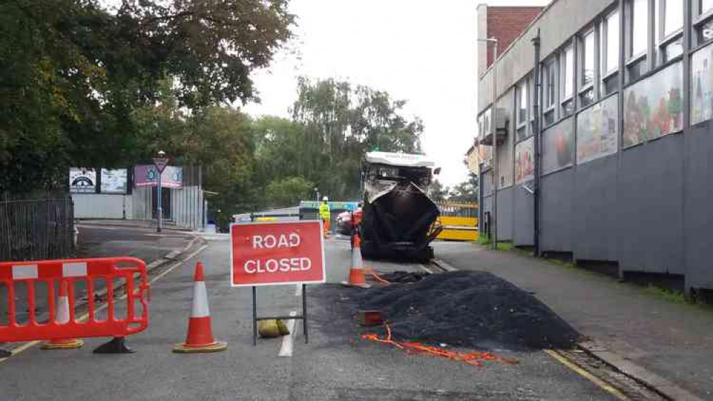 Resurfacing supplies at the junction of Electricity Street and Edleston Road.