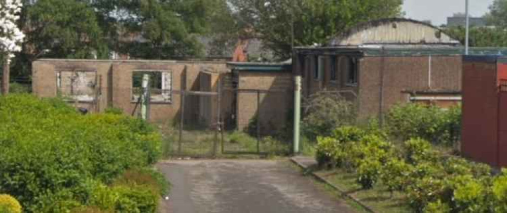 The fire-damaged Crewe Youth Centre before demolition.