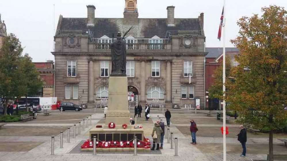 Servicemen laid wreaths at the War Memorial.