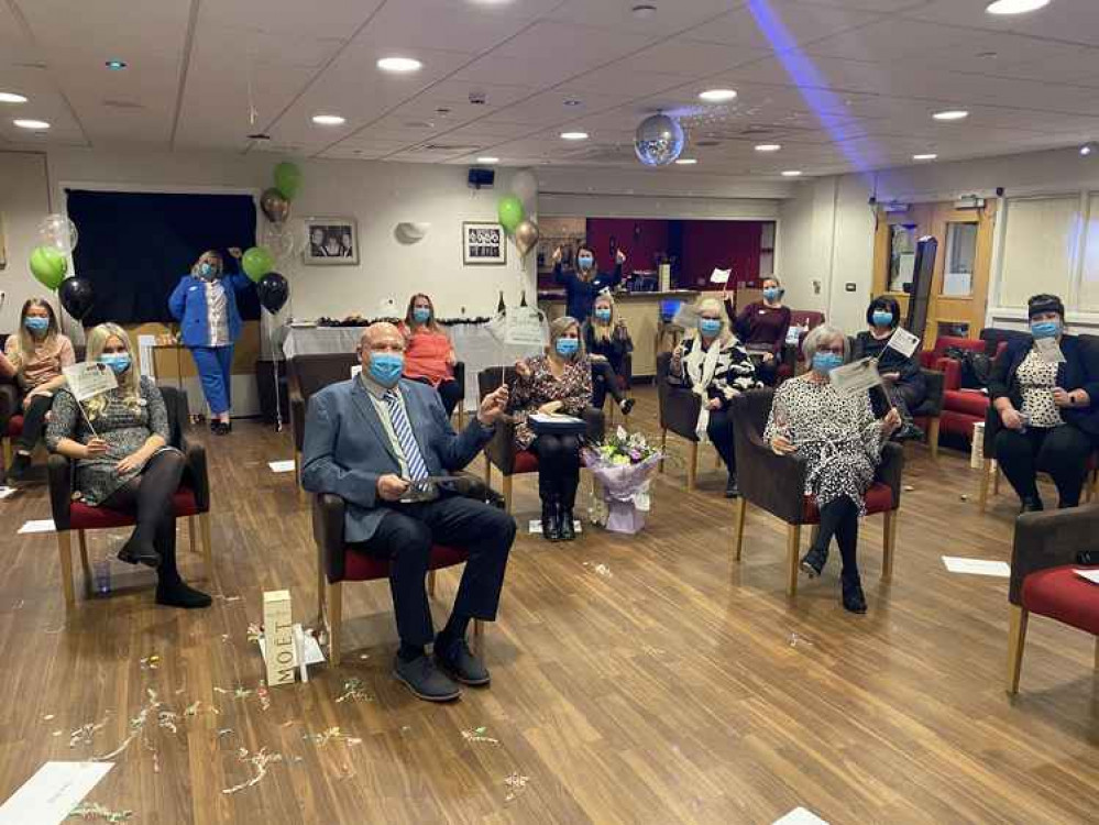 The socially distanced ceremony took place in Belong's Venue facility. The socially distanced ceremony took place in Belong's Venue facility.