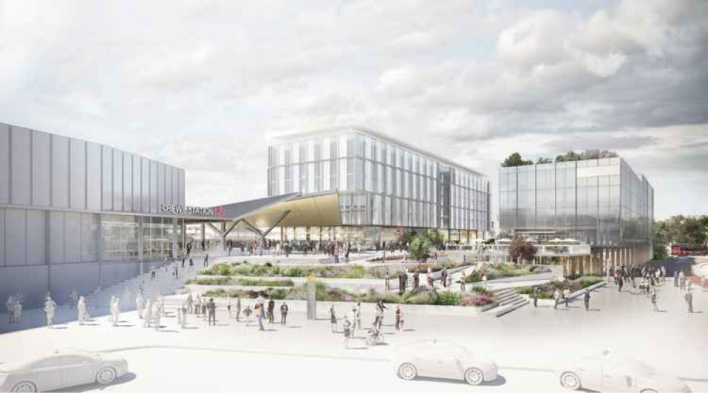 Artist's impression of the redeveloped Crewe Station on Weston Road.