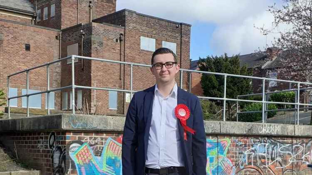 Connor Naismith in front of the former Flag Lane baths.