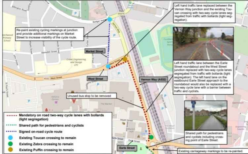 One of the active travel options for Vernon Way is a cycle-only route.