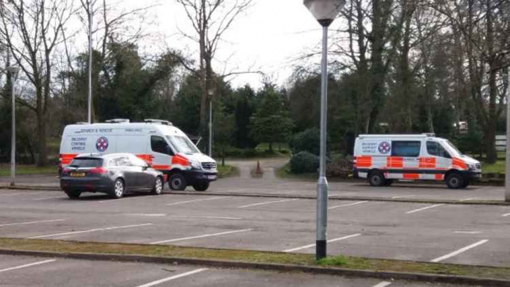 Police set up near the Rising Sun pub.