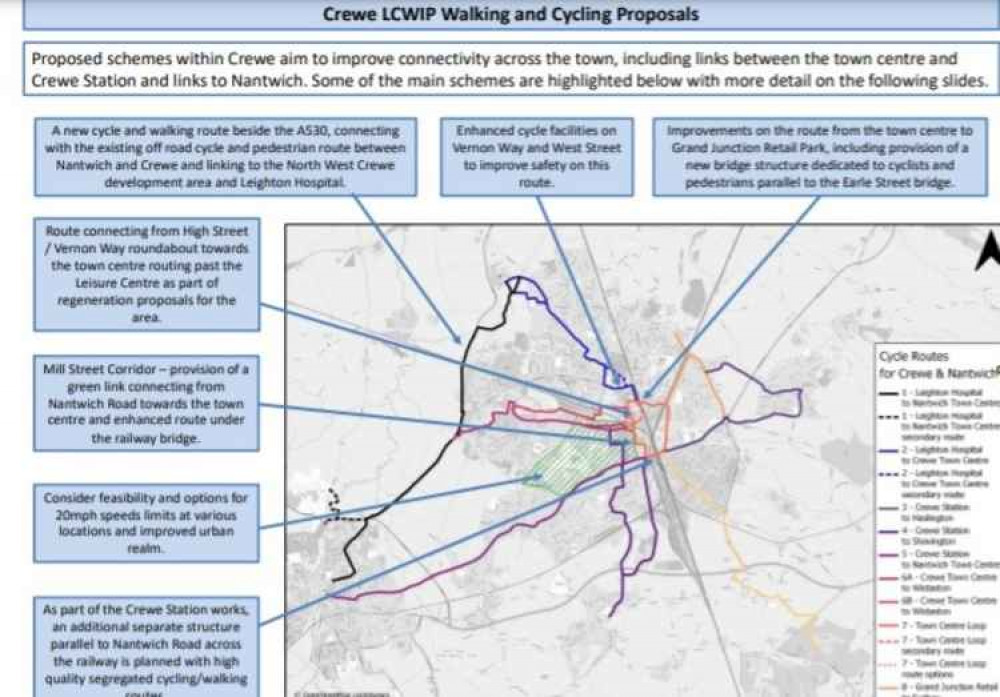 New cycling and walking routes would encourage people to ditch their cars to get around Crewe.