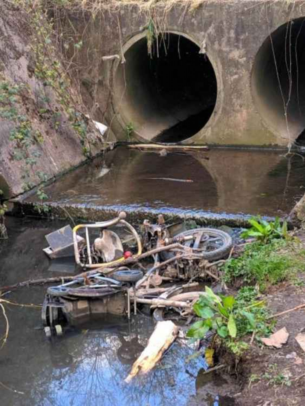 Shopping trolleys have been dumped in Leighton Brook.