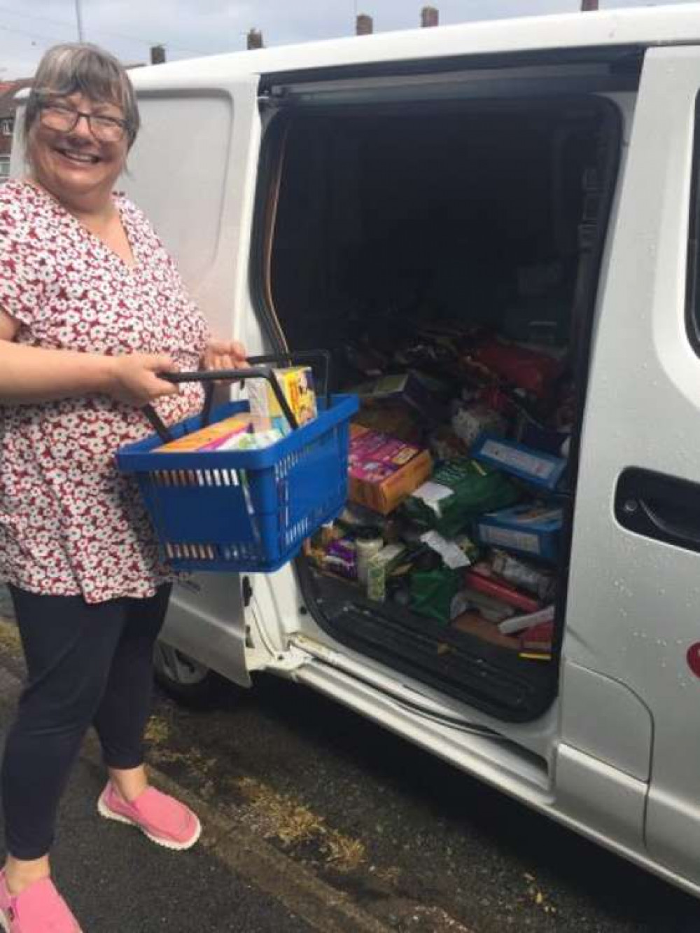 Michele with the charity's van volunteers use to pick up and deliver food.