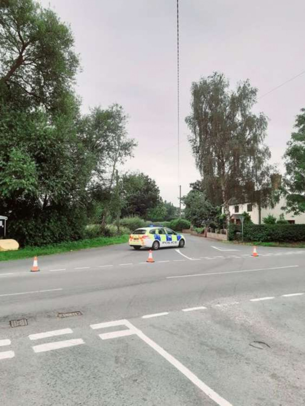 Clay Lane near to the Haslington bypass was closed for six hours (Picture courtesy of Cheshire Police).